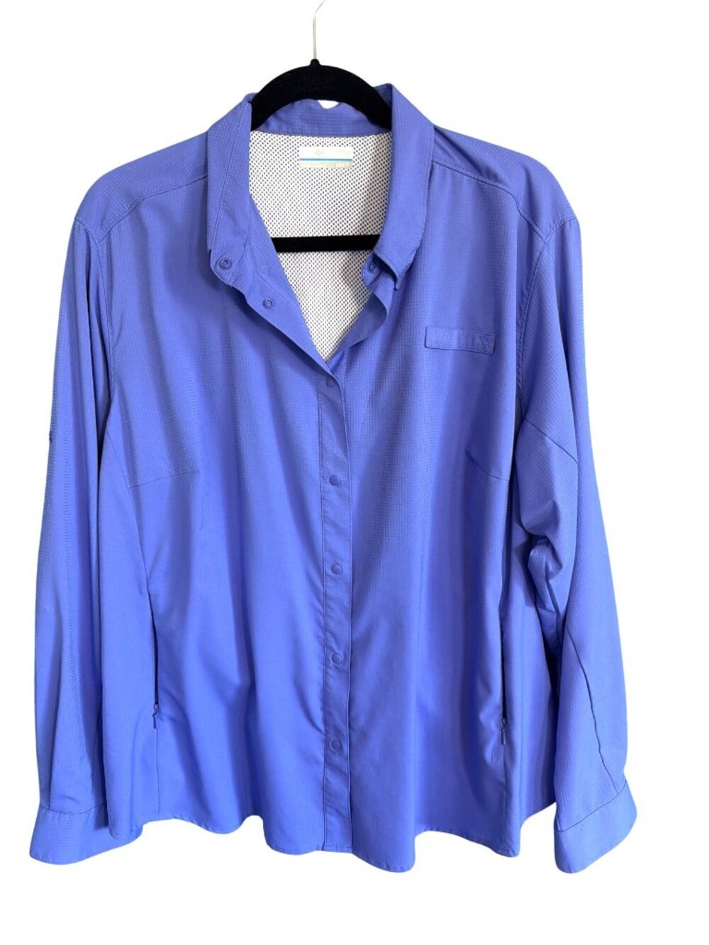 Columbia Omni-Shield Women’s 2X Purple Hiking Travel Shirt Snap Front Plus Size